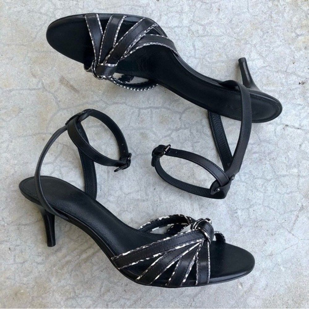 Coach Strappy Sandals Heels Shoes Black White Leather NWOT NWOB 9.5 - Picture 3 of 7